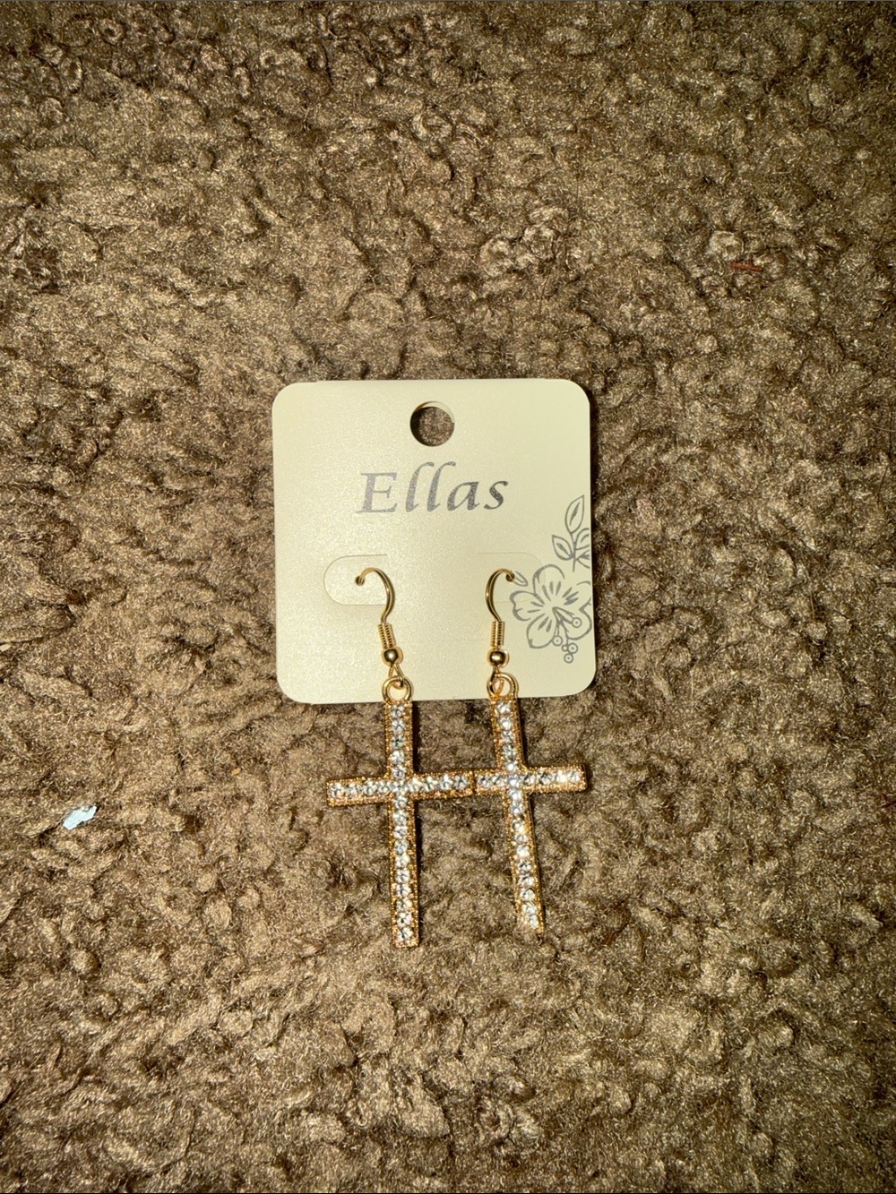 Gold Crystal Cross Drop Earrings - Ellas